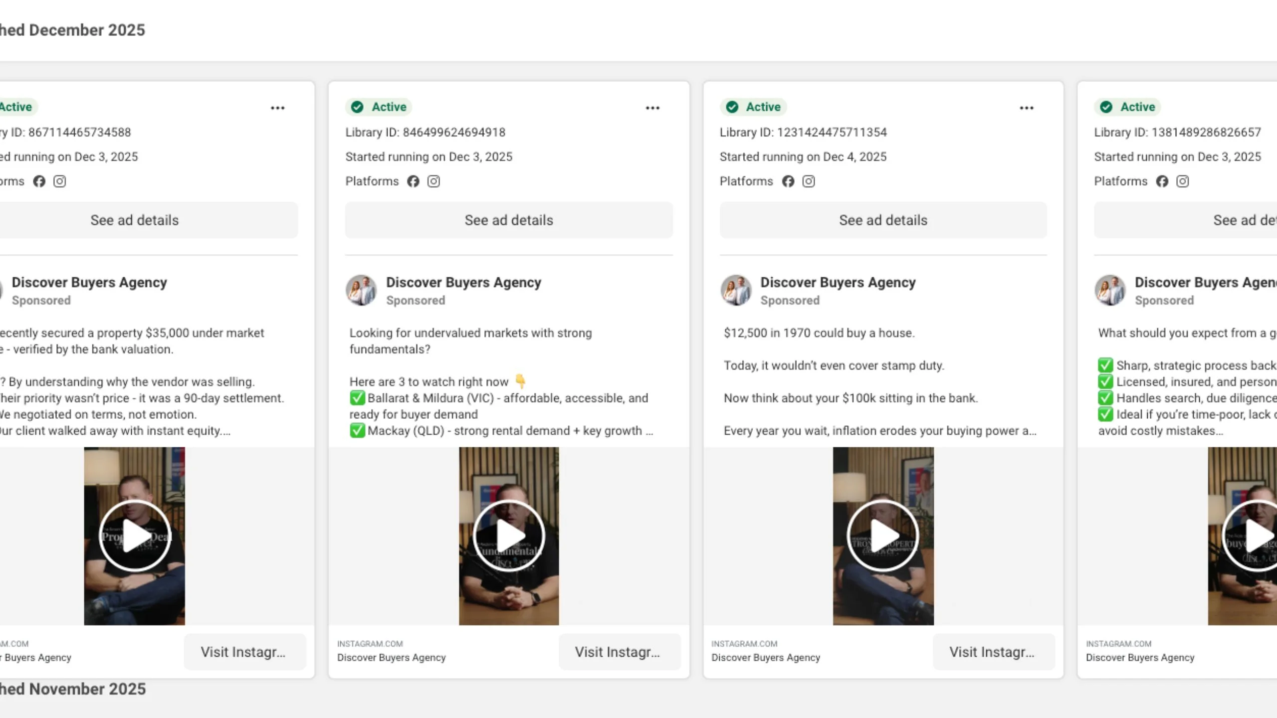 Facebook Ads campaign results for a client